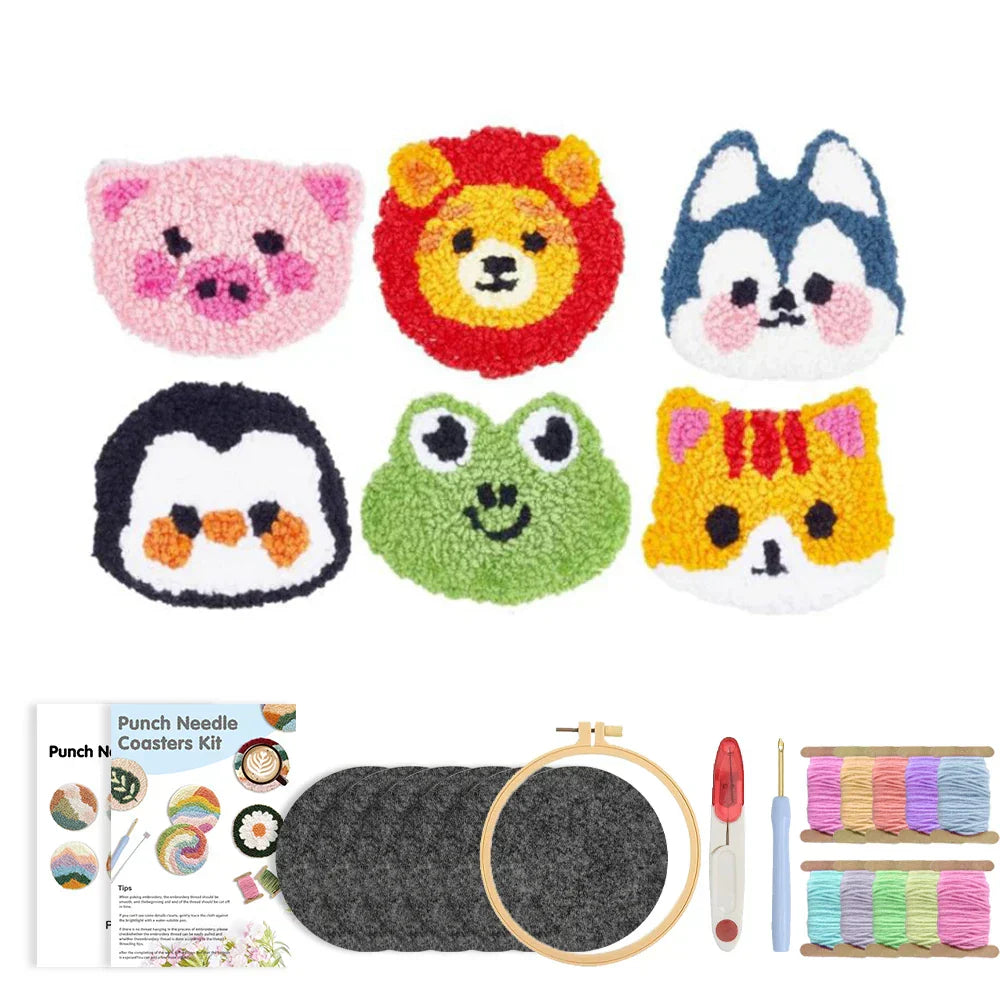 Animal Coaster Yarn - Punch Needle Kit