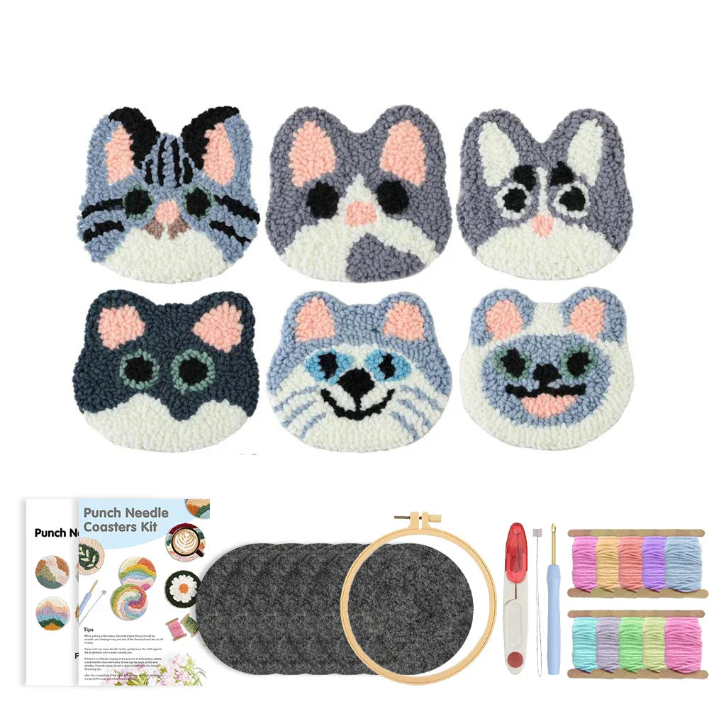 Cat Coaster - Punch Needle Kit