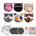 Cat Coaster Set - Punch Needle Kit