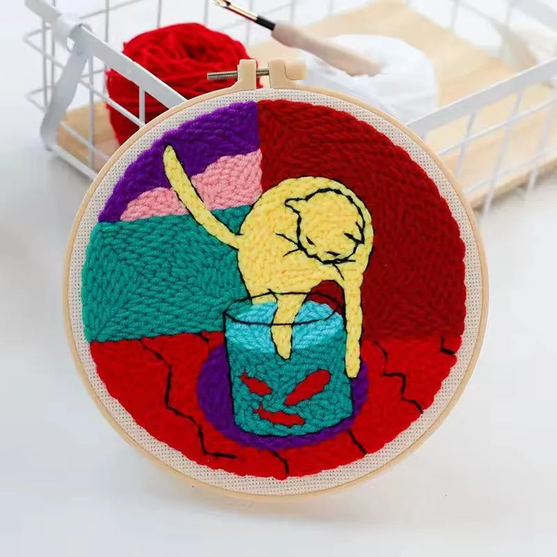 Cat Design Hoop - Punch Needle Kit