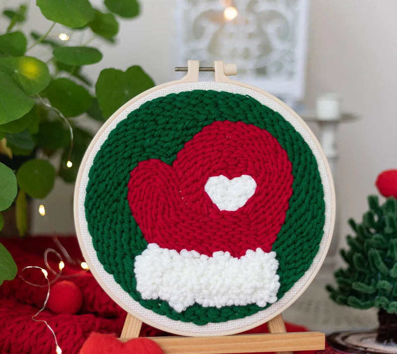 Christmas Mitten - Punch Needle Kit
