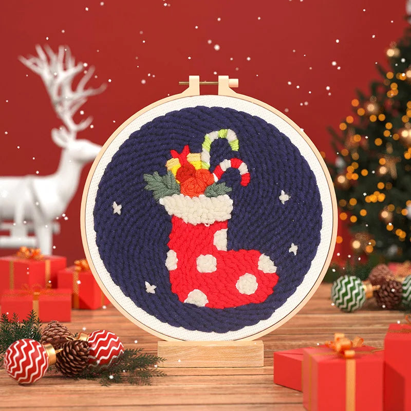Christmas Stocking Hoop - Punch Needle Kit
