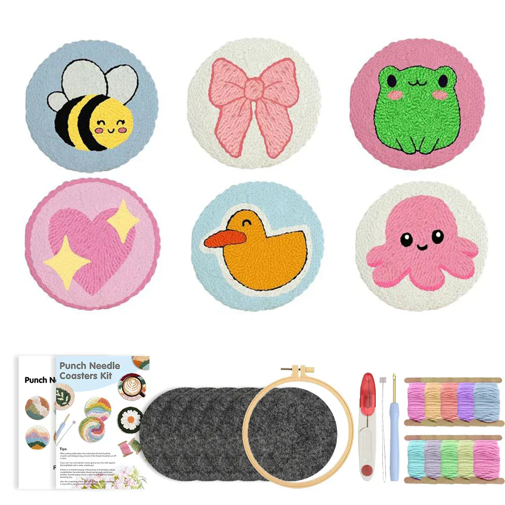 Coaster Embroidery Set Tools - Punch Needle Kit