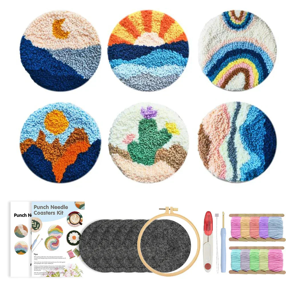 Coaster Pack DIY - Punch Needle Kit