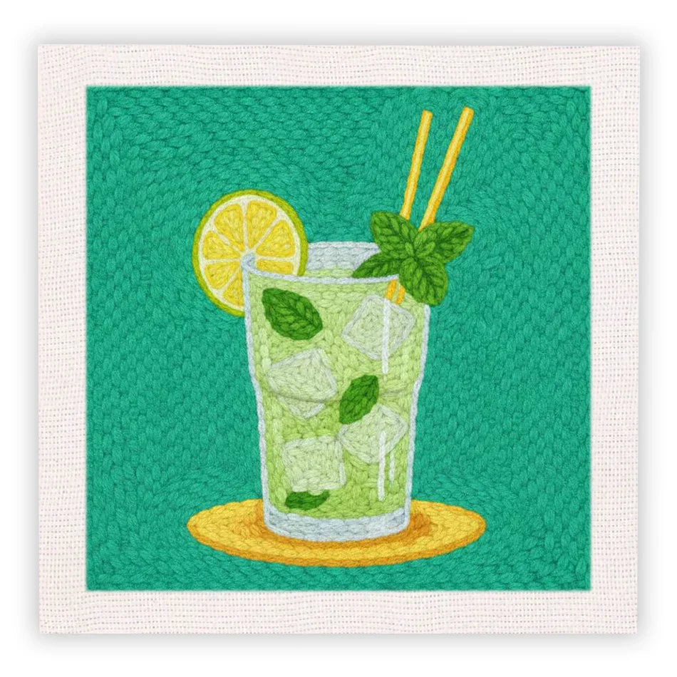 Cocktail Glass Embroidery - Punch Needle Kit