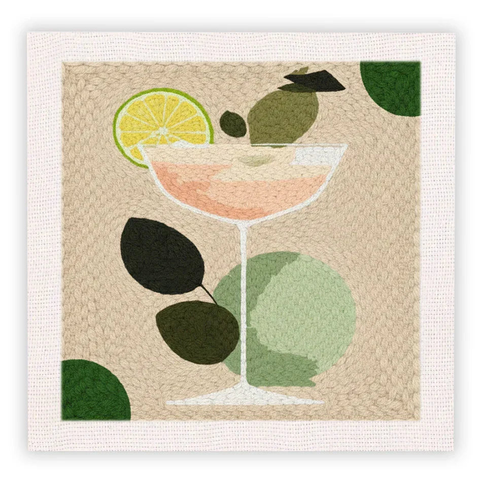 Cocktail Glass Yarn - Punch Needle Kit