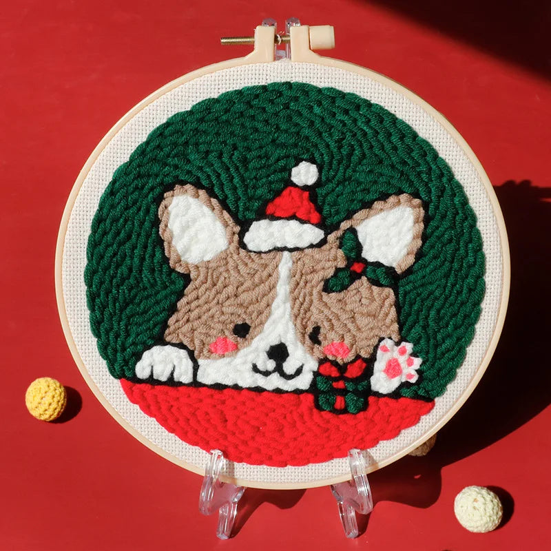 Corgi Holiday - Punch Needle Kit