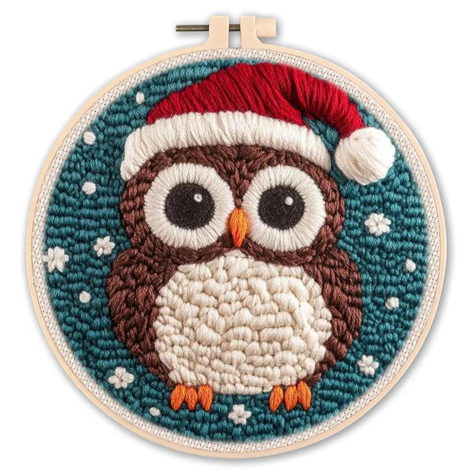 Diy Punch Needle Embroidery Starter Kits Animal Pattern Sewing Kit Funny Easy Yarn Painting Arts DIY Needlework Set for Beginner