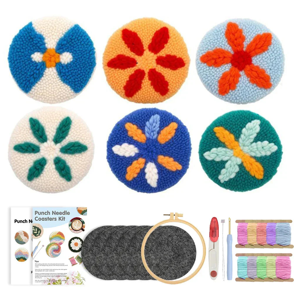 Floral Coasters - Punch Needle Kit