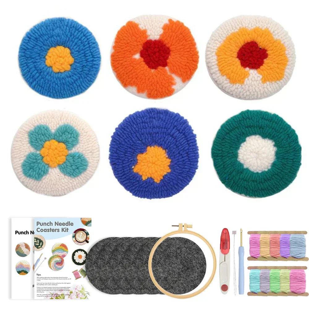 Flower Coasters Set - Punch Needle Kit