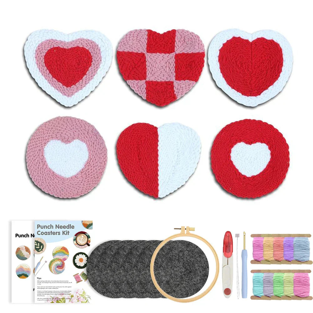 Heart Coasters Craft - Punch Needle Kit