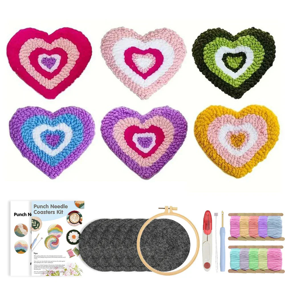 Heart Coasters - Punch Needle Kit