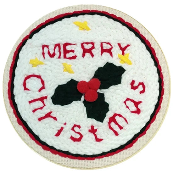 Holly Pattern Christmas - Punch Needle Kit