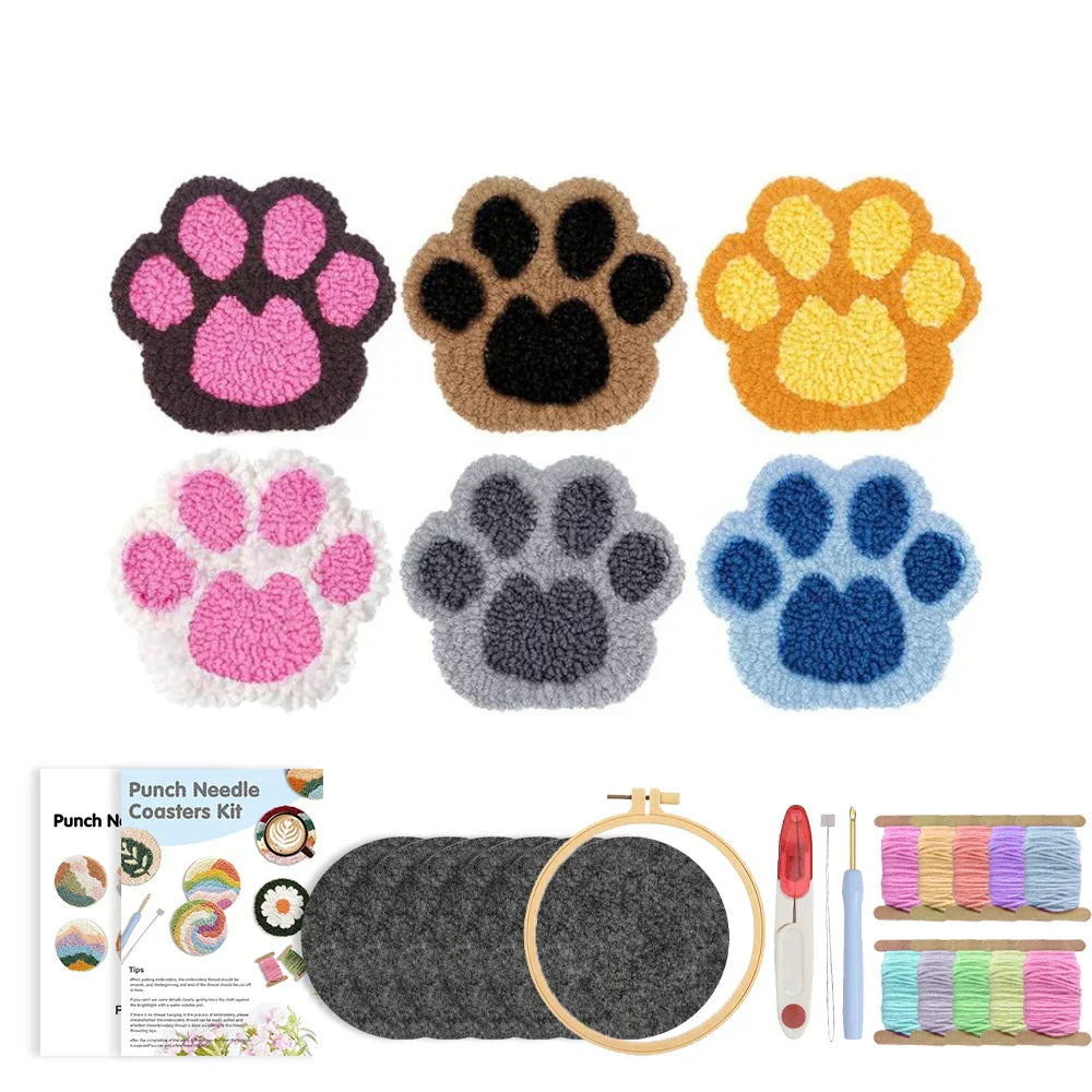 Paw Coasters Tufted - Punch Needle Kit