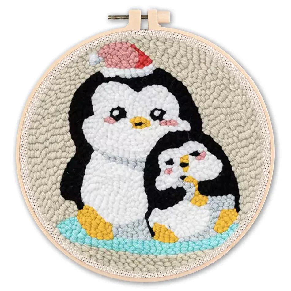 Penguin Embroidery - Punch Needle Kit