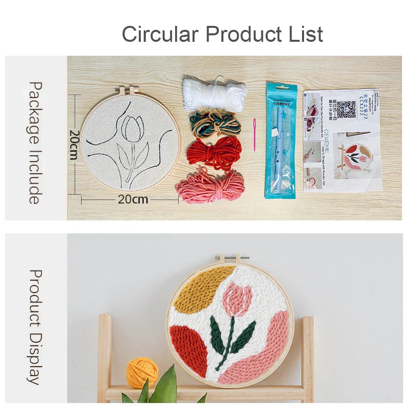 Lighthouse and Starry Night | 20x20cm | DIY Punch Needle Craft Kit  | 20x20cm