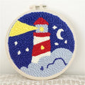 Lighthouse and Starry Night | 20x20cm | DIY Punch Needle Craft Kit  | 20x20cm