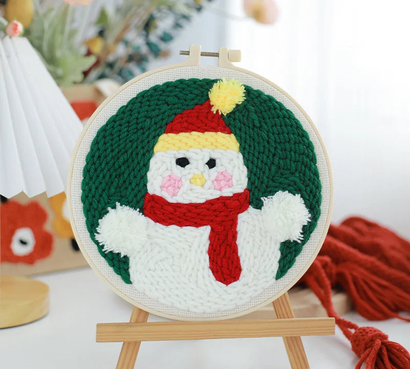 Snowman Christmas Decor - Punch Needle Kit