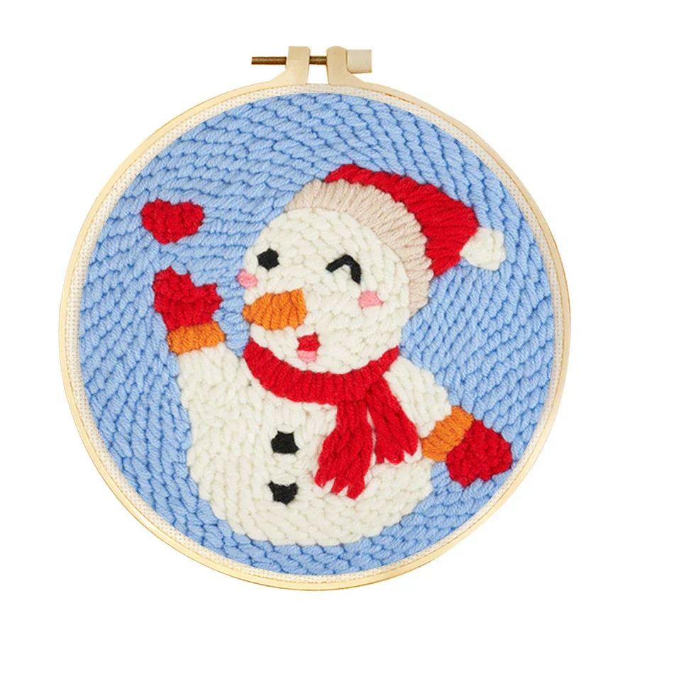 Snowman Christmas Hoop - Punch Needle Kit